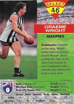 1994 Select AFL #46 Graeme Wright Back